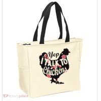 Farmer Yep I Talk To Chickens Funny Chicken Lover Tote Bag thumb 2