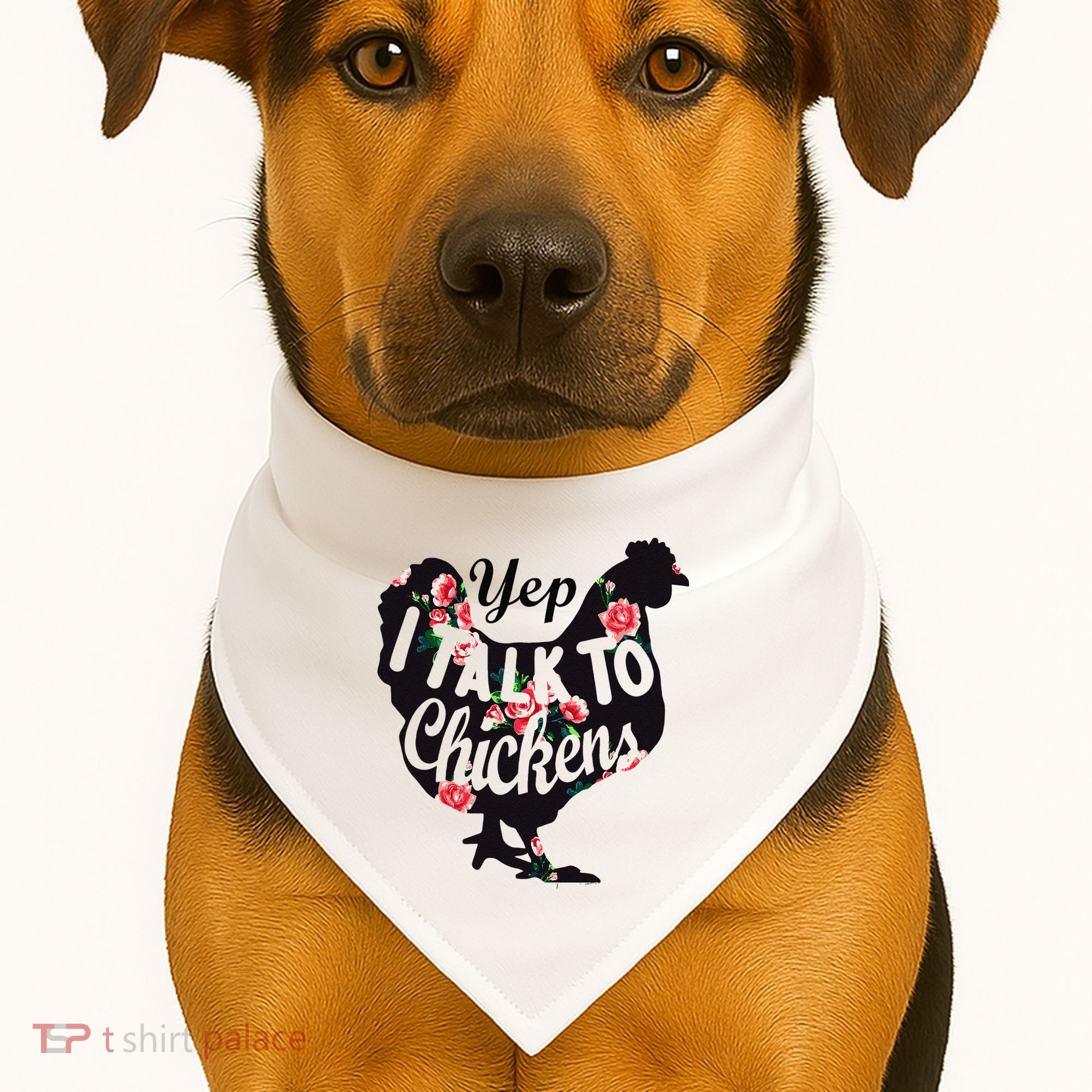 Farmer Yep I Talk To Chickens Funny Chicken Lover USA-Made Doggie Bandana