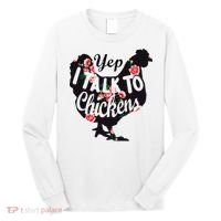 Farmer Yep I Talk To Chickens Funny Chicken Lover Long Sleeve Shirt thumb 0