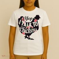Farmer Yep I Talk To Chickens Funny Chicken Lover T-Shirt thumb 4