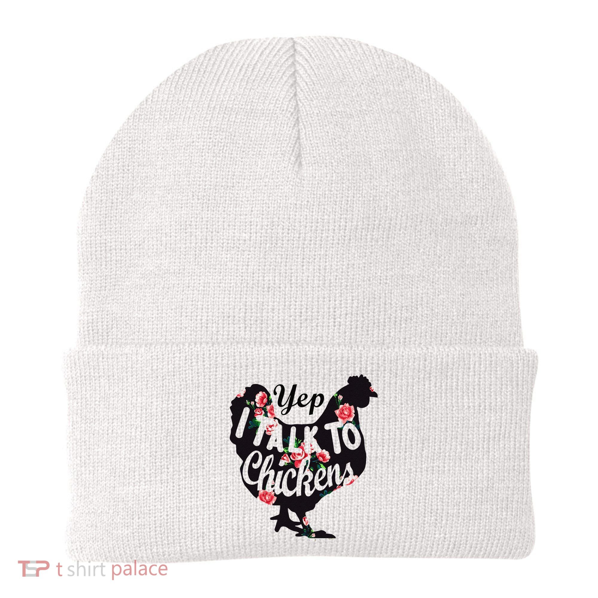 Farmer Yep I Talk To Chickens Funny Chicken Lover Beanie