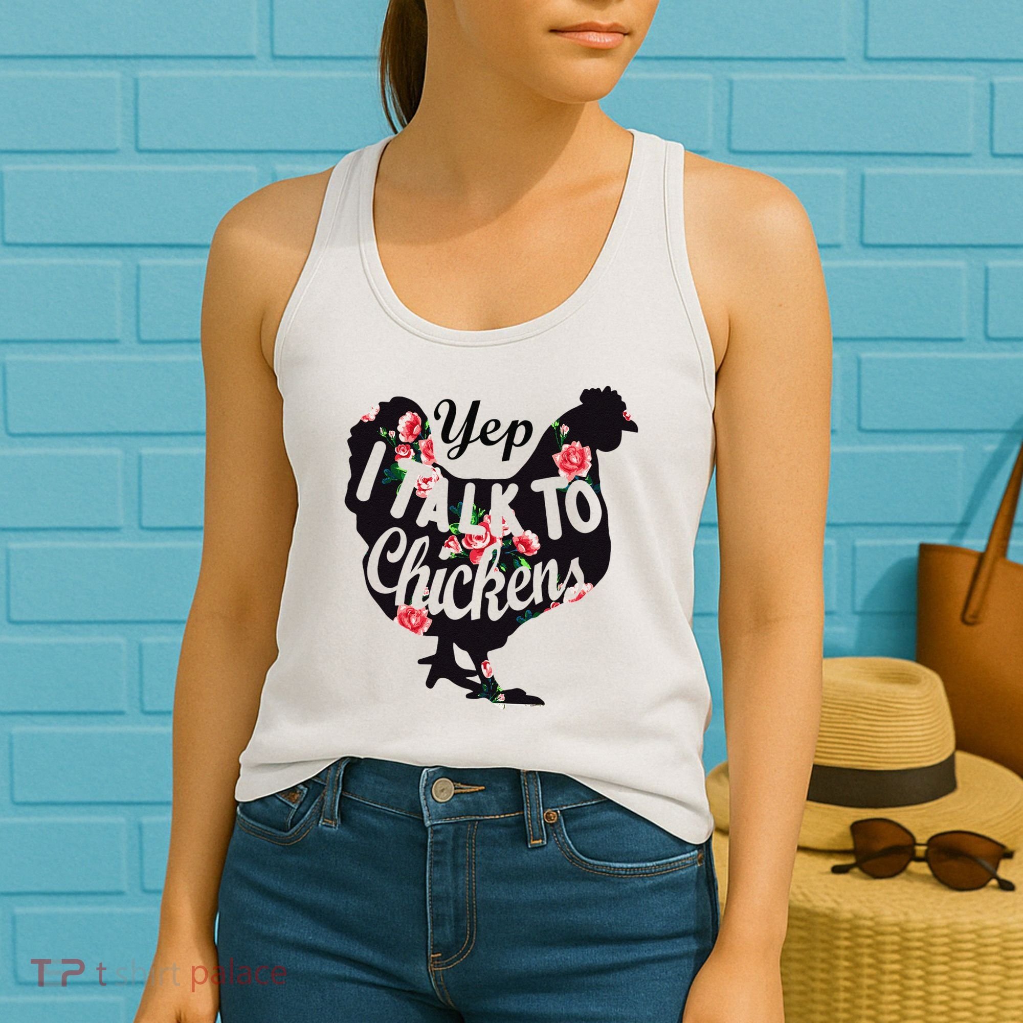 Farmer Yep I Talk To Chickens Funny Chicken Lover Women's Tank Top