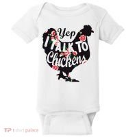 Farmer Yep I Talk To Chickens Funny Chicken Lover Baby Bodysuit thumb 0