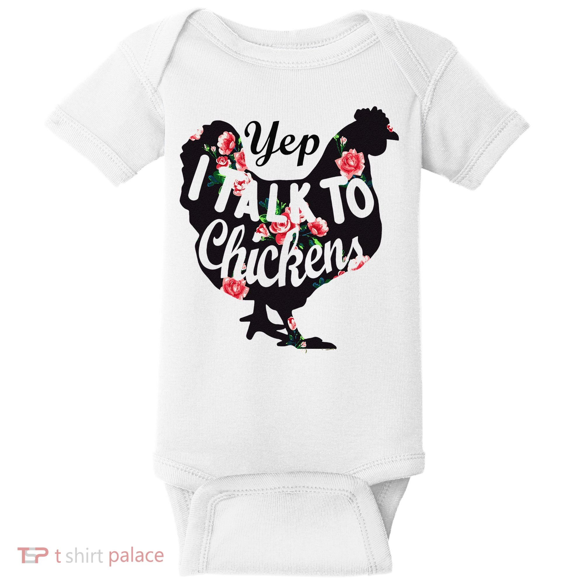 Farmer Yep I Talk To Chickens Funny Chicken Lover Baby Bodysuit