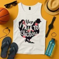 Farmer Yep I Talk To Chickens Funny Chicken Lover Tank Top thumb 4