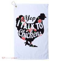 Farmer Yep I Talk To Chickens Funny Chicken Lover Golf Towel thumb 0