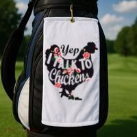 Farmer Yep I Talk To Chickens Funny Chicken Lover Golf Towel thumb 2