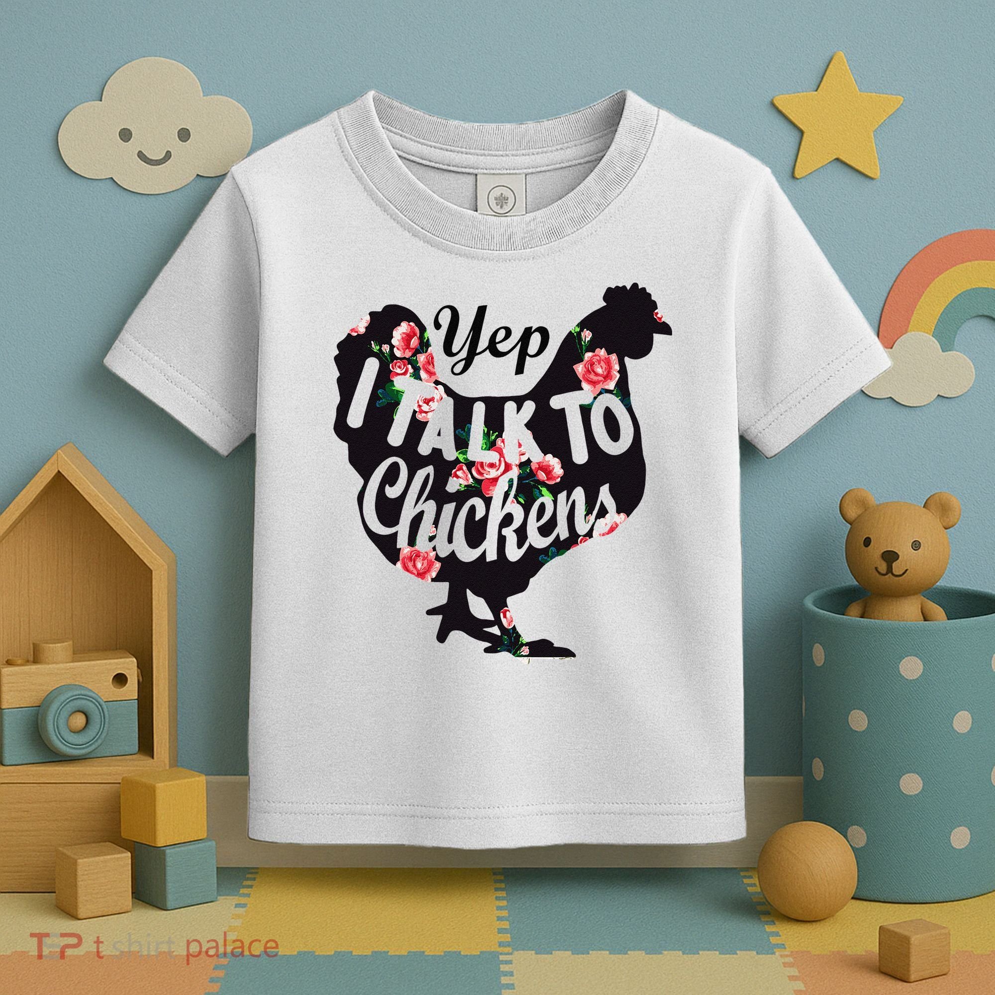 Farmer Yep I Talk To Chickens Funny Chicken Lover Toddler T-Shirt