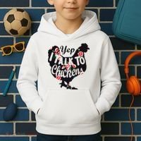 Farmer Yep I Talk To Chickens Funny Chicken Lover Kids Hoodie thumb 2