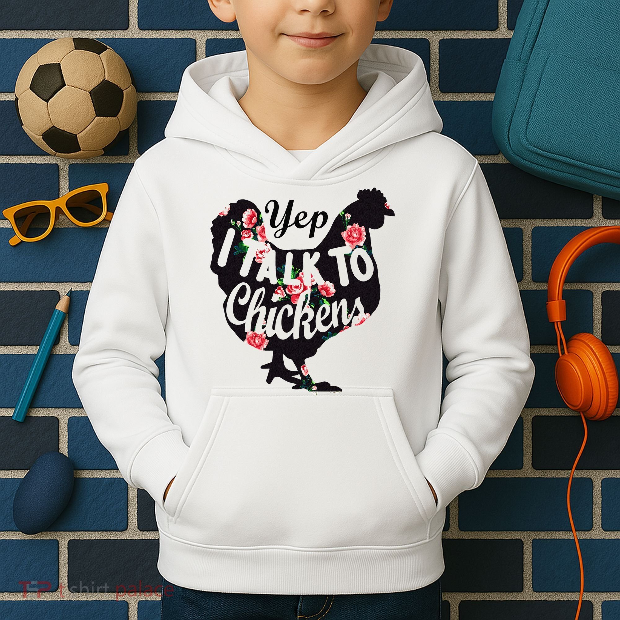 Farmer Yep I Talk To Chickens Funny Chicken Lover Kids Hoodie