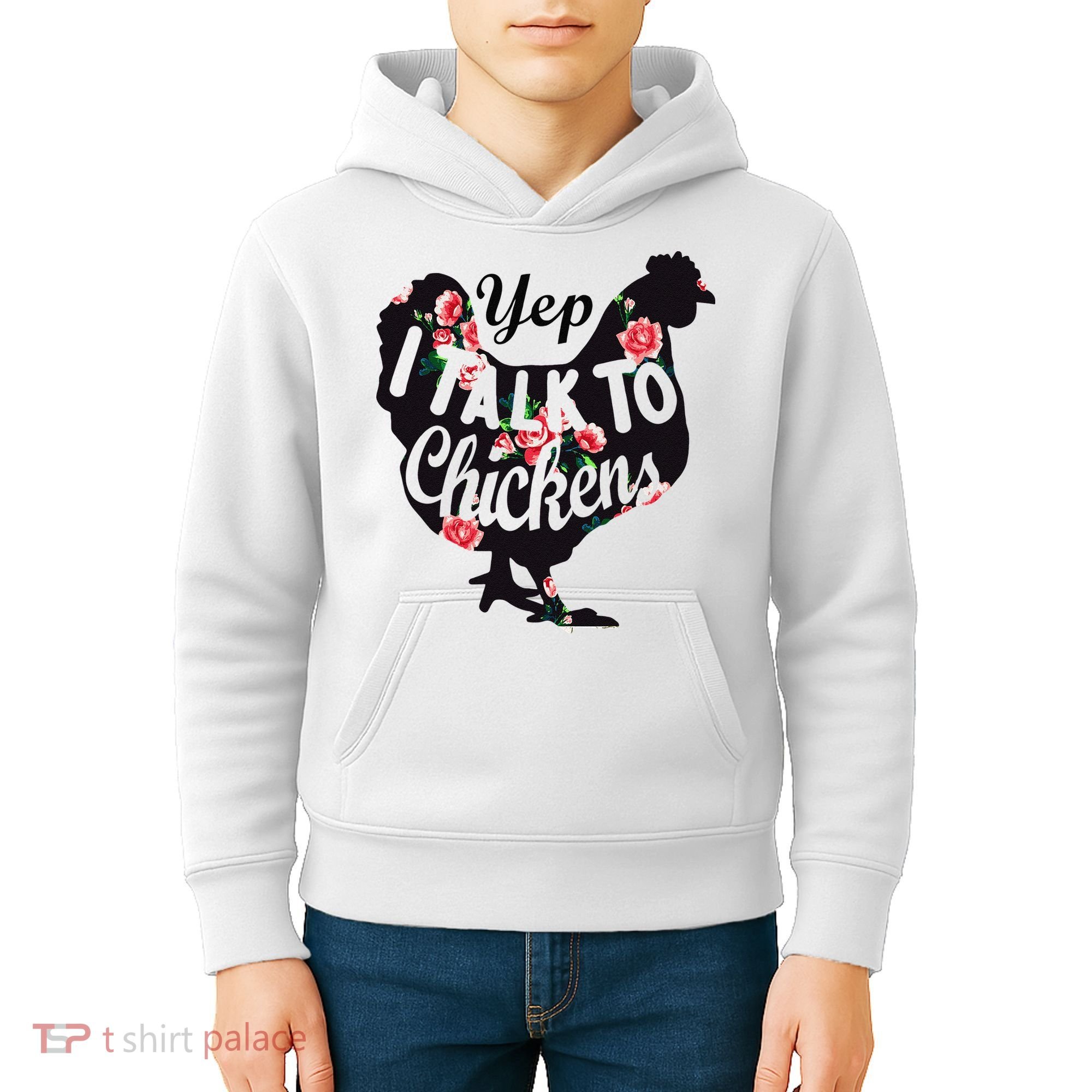 Farmer Yep I Talk To Chickens Funny Chicken Lover Kids Hoodie
