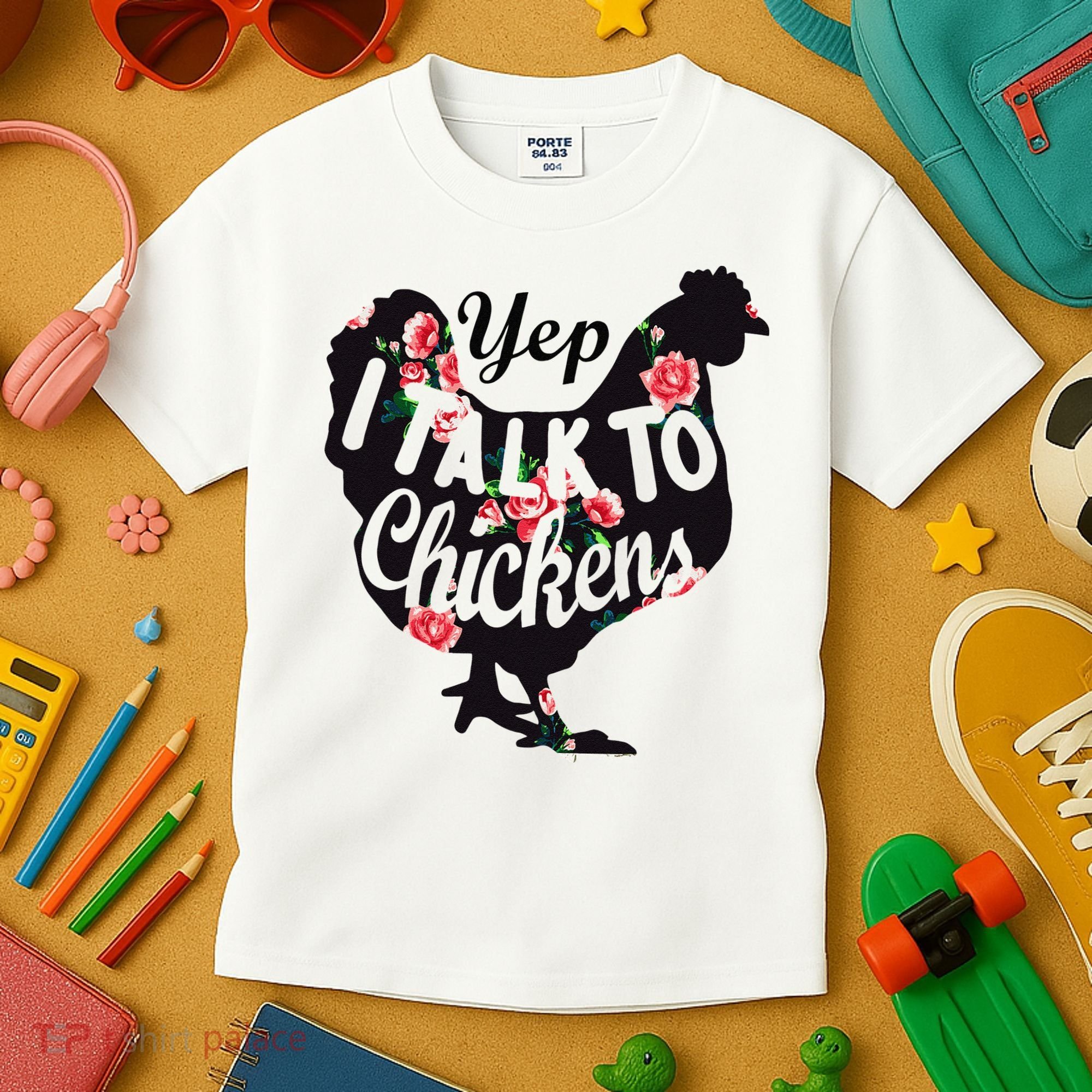Farmer Yep I Talk To Chickens Funny Chicken Lover Kids T-Shirt