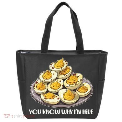 Funny You Know Why Im Here Deviled Eggs Thanksgiving Chirstmas Dinner Tote Bag