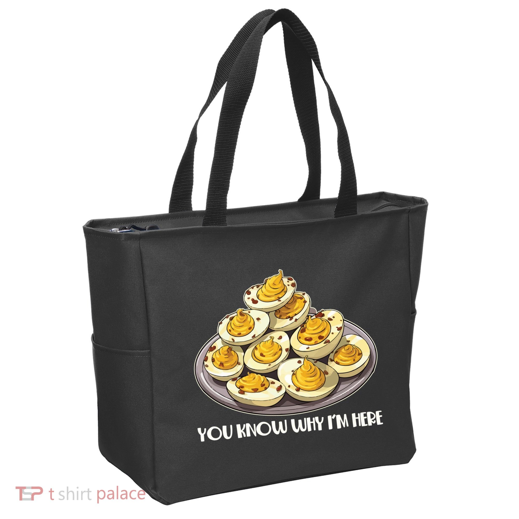 Funny You Know Why Im Here Deviled Eggs Thanksgiving Chirstmas Dinner Tote Bag