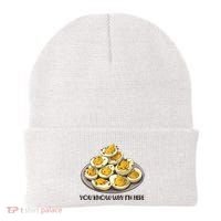 Funny You Know Why Im Here Deviled Eggs Thanksgiving Chirstmas Dinner Beanie thumb 0
