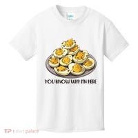 Funny You Know Why Im Here Deviled Eggs Thanksgiving Chirstmas Dinner Kids T-Shirt thumb 0