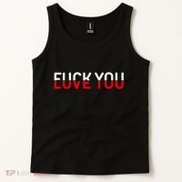 Fuck You Love You Red And White Text Quote Tank Top thumb 2