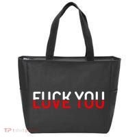 Fuck You Love You Red And White Text Quote Tote Bag thumb 0