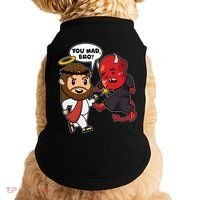 Funny You Mad Bro Jesus Vs Devil Doggie Tank thumb 0