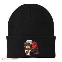 Funny You Mad Bro Jesus Vs Devil Beanie thumb 0