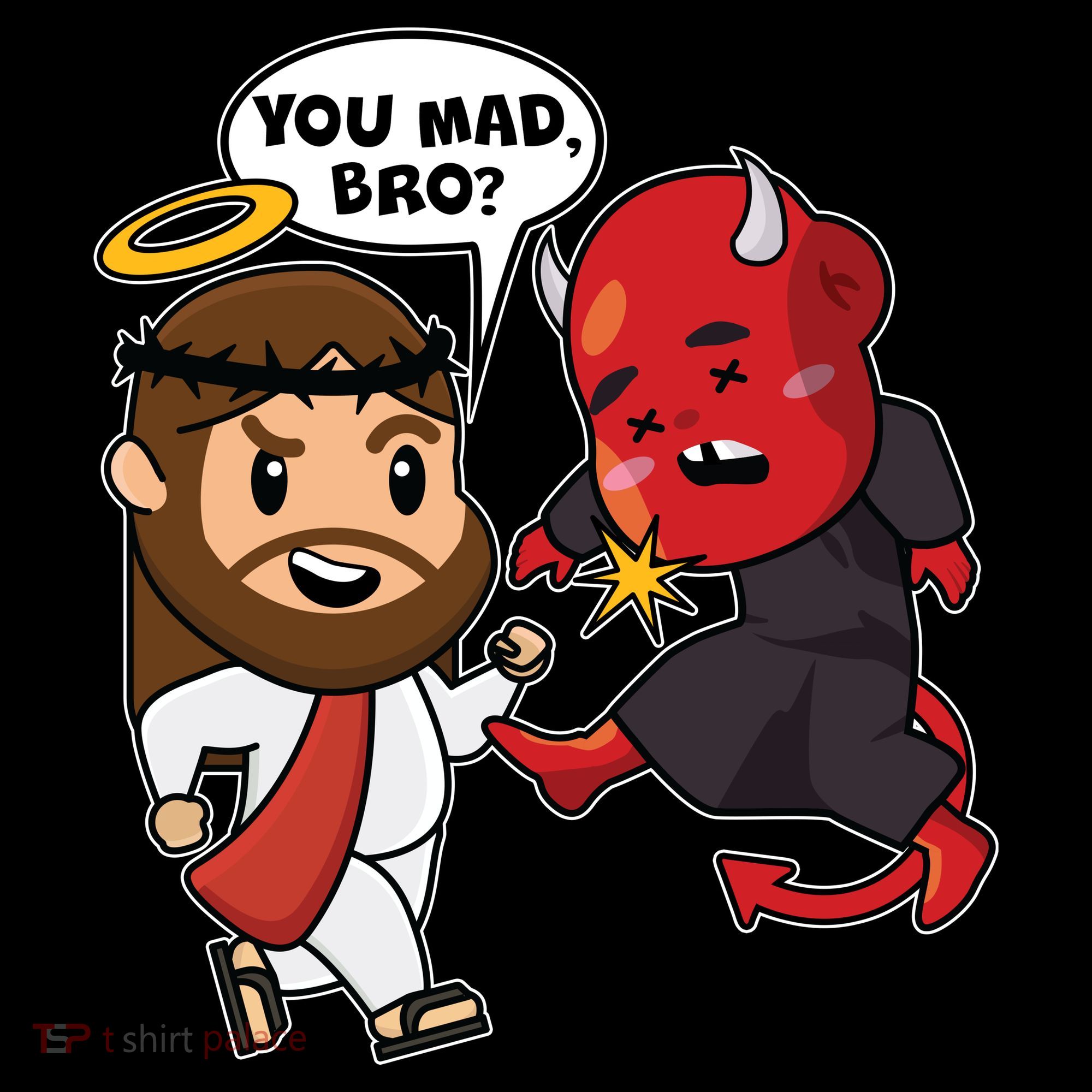 Funny You Mad Bro Jesus Vs Devil Women's Hoodie