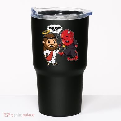 Funny You Mad Bro Jesus Vs Devil Tumbler