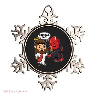 Funny You Mad Bro Jesus Vs Devil Ornament