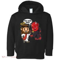 Funny You Mad Bro Jesus Vs Devil Toddler Hoodie thumb 0