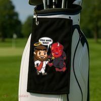 Funny You Mad Bro Jesus Vs Devil Golf Towel thumb 2