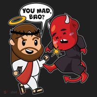Funny You Mad Bro Jesus Vs Devil Golf Towel thumb 3