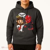 Funny You Mad Bro Jesus Vs Devil Hoodie thumb 2