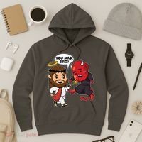 Funny You Mad Bro Jesus Vs Devil Hoodie thumb 3