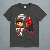 Funny You Mad Bro Jesus Vs Devil T-Shirt thumb 5