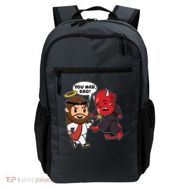 Funny You Mad Bro Jesus Vs Devil Backpack
