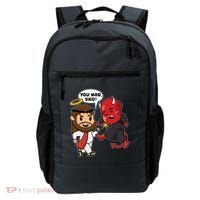 Funny You Mad Bro Jesus Vs Devil Backpack thumb 0