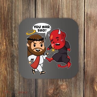 Funny You Mad Bro Jesus Vs Devil Coaster