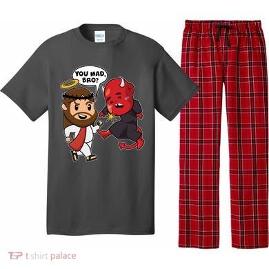 Funny You Mad Bro Jesus Vs Devil Pajama Set