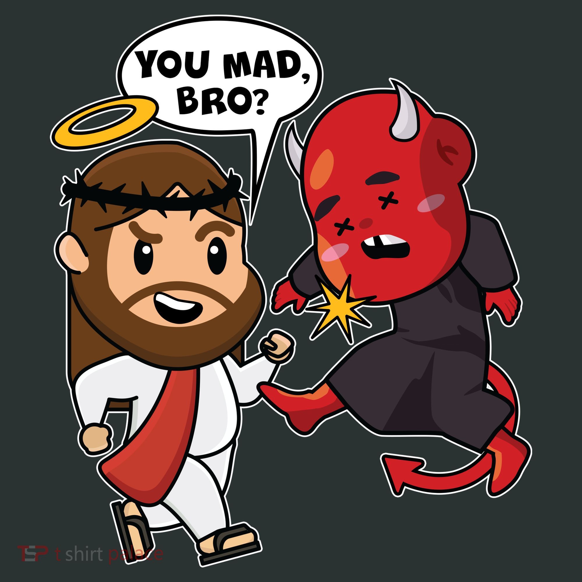 Funny You Mad Bro Jesus Vs Devil Mousepad