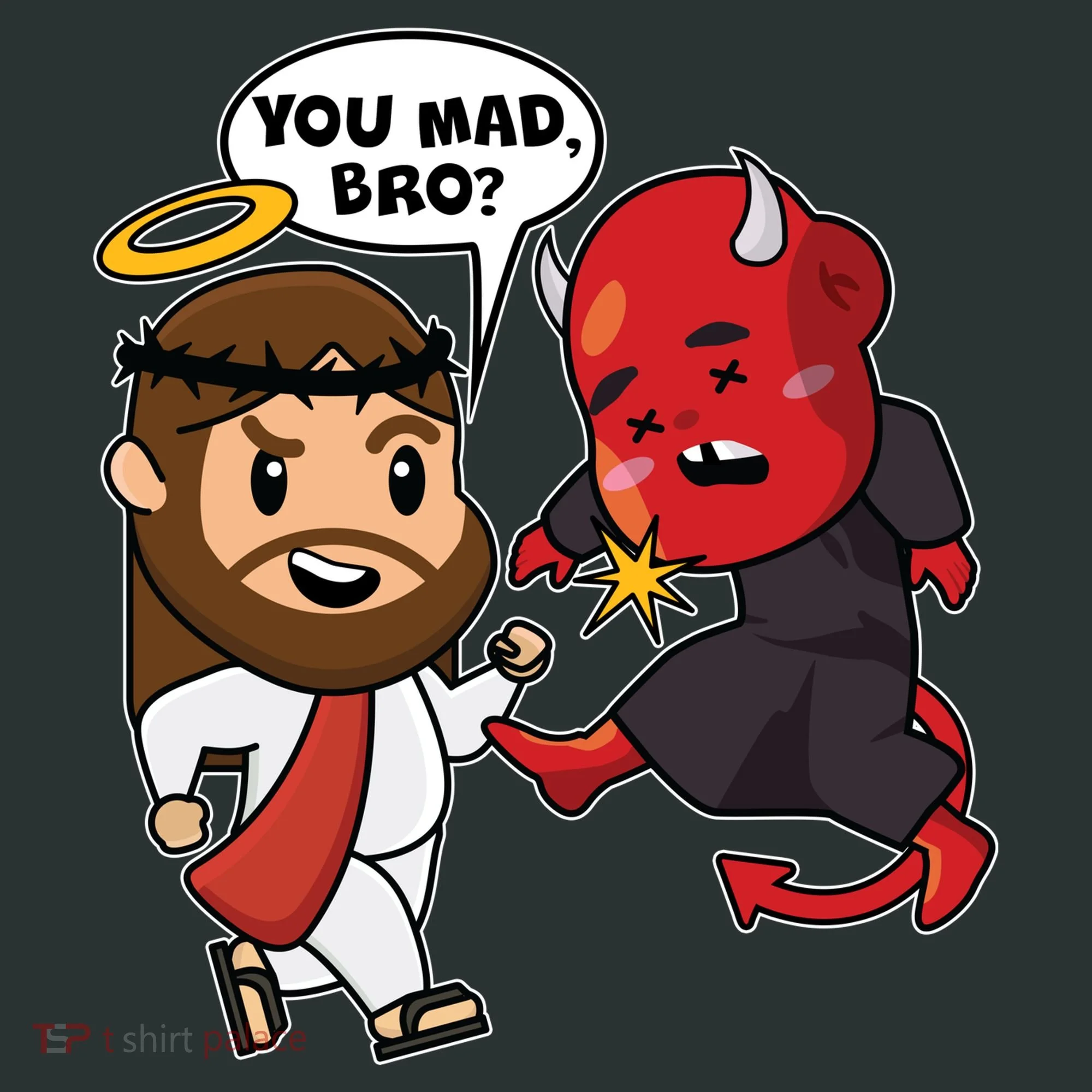 Funny You Mad Bro Jesus Vs Devil Baby Bodysuit
