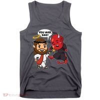 Funny You Mad Bro Jesus Vs Devil Tank Top thumb 0