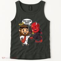Funny You Mad Bro Jesus Vs Devil Tank Top thumb 2