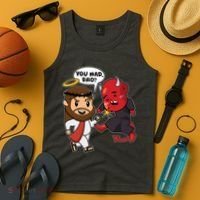 Funny You Mad Bro Jesus Vs Devil Tank Top thumb 4