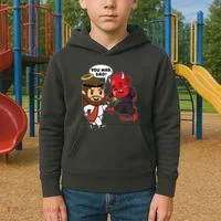 Funny You Mad Bro Jesus Vs Devil Kids Hoodie thumb 2