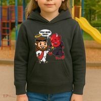 Funny You Mad Bro Jesus Vs Devil Kids Hoodie thumb 3