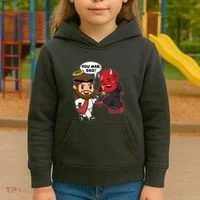 Funny You Mad Bro Jesus Vs Devil Kids Hoodie thumb 3