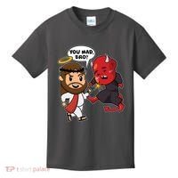 Funny You Mad Bro Jesus Vs Devil Kids T-Shirt thumb 0