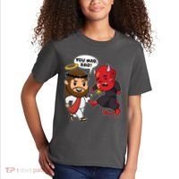 Funny You Mad Bro Jesus Vs Devil Kids T-Shirt thumb 2