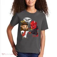 Funny You Mad Bro Jesus Vs Devil Kids T-Shirt thumb 2
