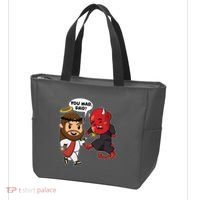 Funny You Mad Bro Jesus Vs Devil Tote Bag thumb 3