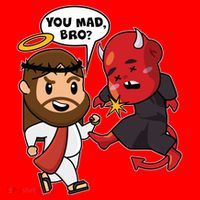 Funny You Mad Bro Jesus Vs Devil Santa Hat thumb 1